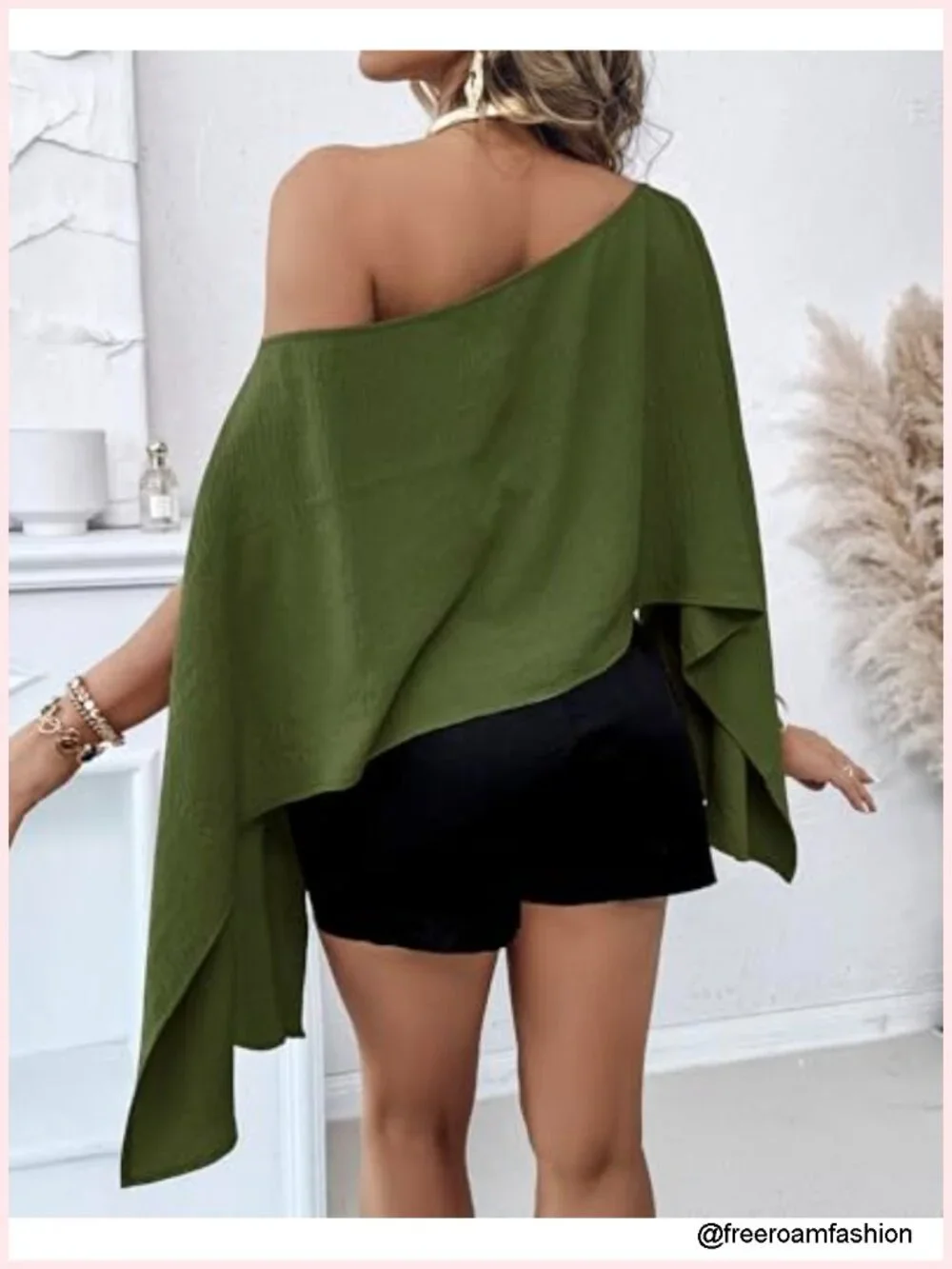 Off Shoulder Top Batwing Slit Sleeve Blouse with Bandeau 2-Piece Set Flowy